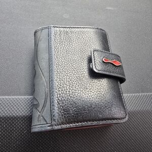Louboutin Black Leather Wallet with Red Accent